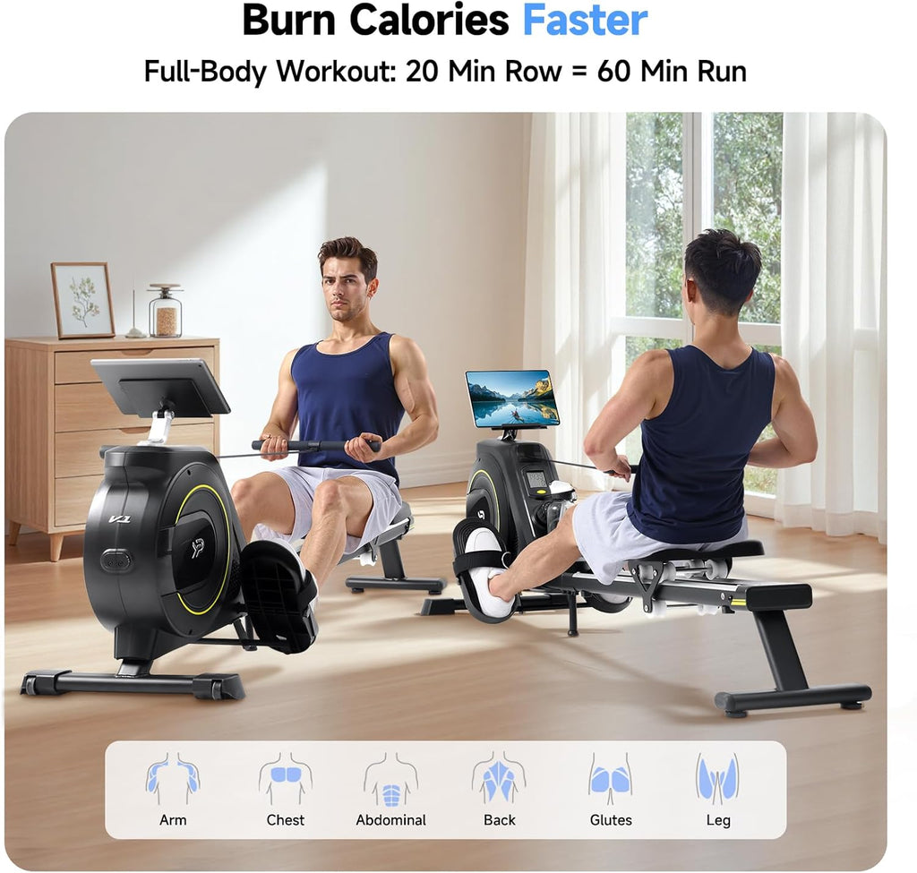 Rowing Machine | Rowing Machine for Home with 350 LB Capacity & 16-Level Silent Resistance - Compact & Foldable for Full-Body Workout