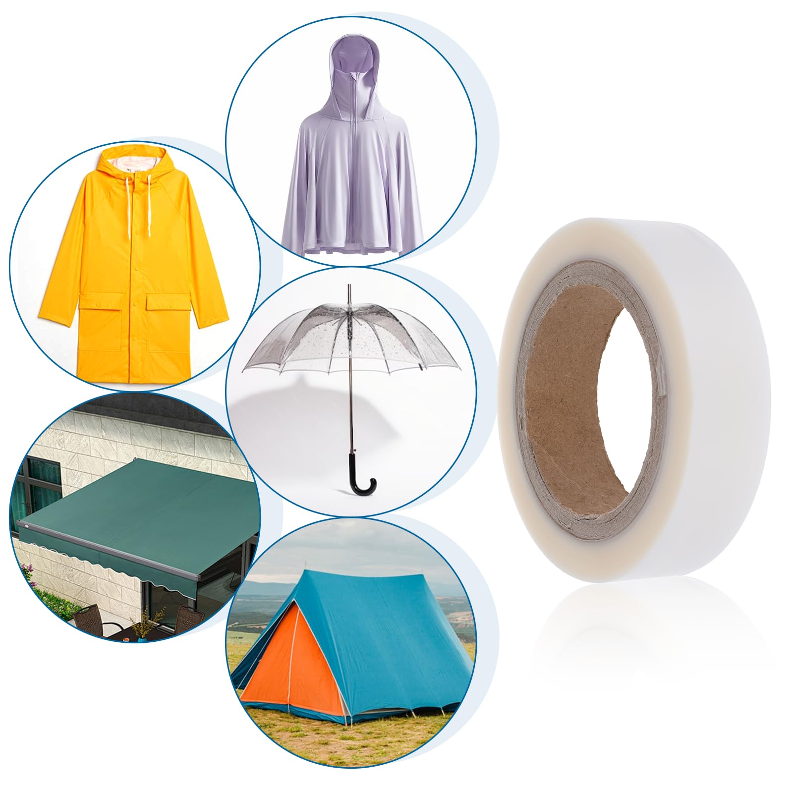 1 Roll 65′ Iron on Hot Melt Tape Seam Sealer Repair Adhesive Fusible Tape, Waterproof Iron on Hot Melt Seam Sealing Tape Clear Fabric Repair Tape for Outdoor Gear Raincoat Tent Awning Sportswear