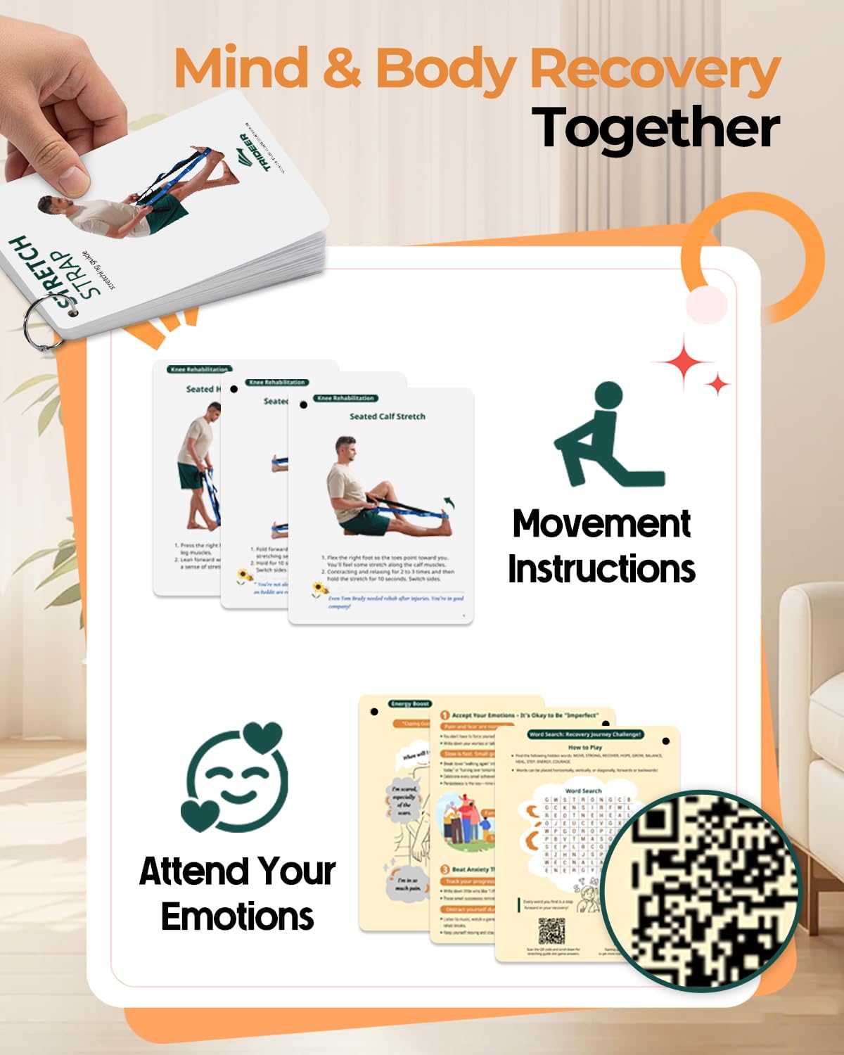 Trideer Yoga Straps - Durable Non-Elastic Stretching Straps with Loops for Flexibility & Therapy