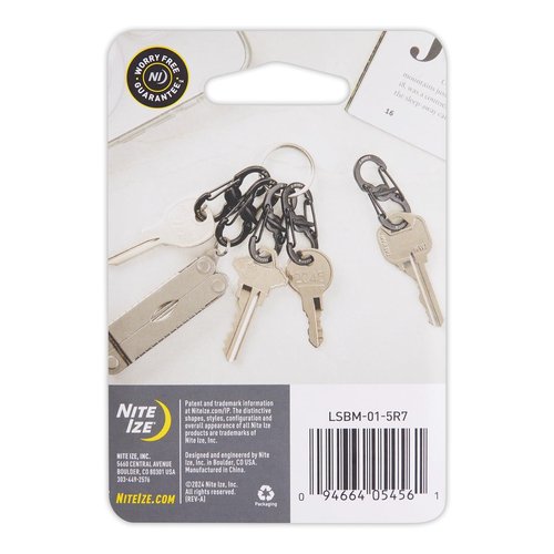 Nite Ize S-Biner MicroLock Stainless Steel - Durable Key Holder Carabiner Clip - S-Biner with Locking Gates - Durable & Strong Mini Carabiners for Keychain Accessories - Black (5 Pack)