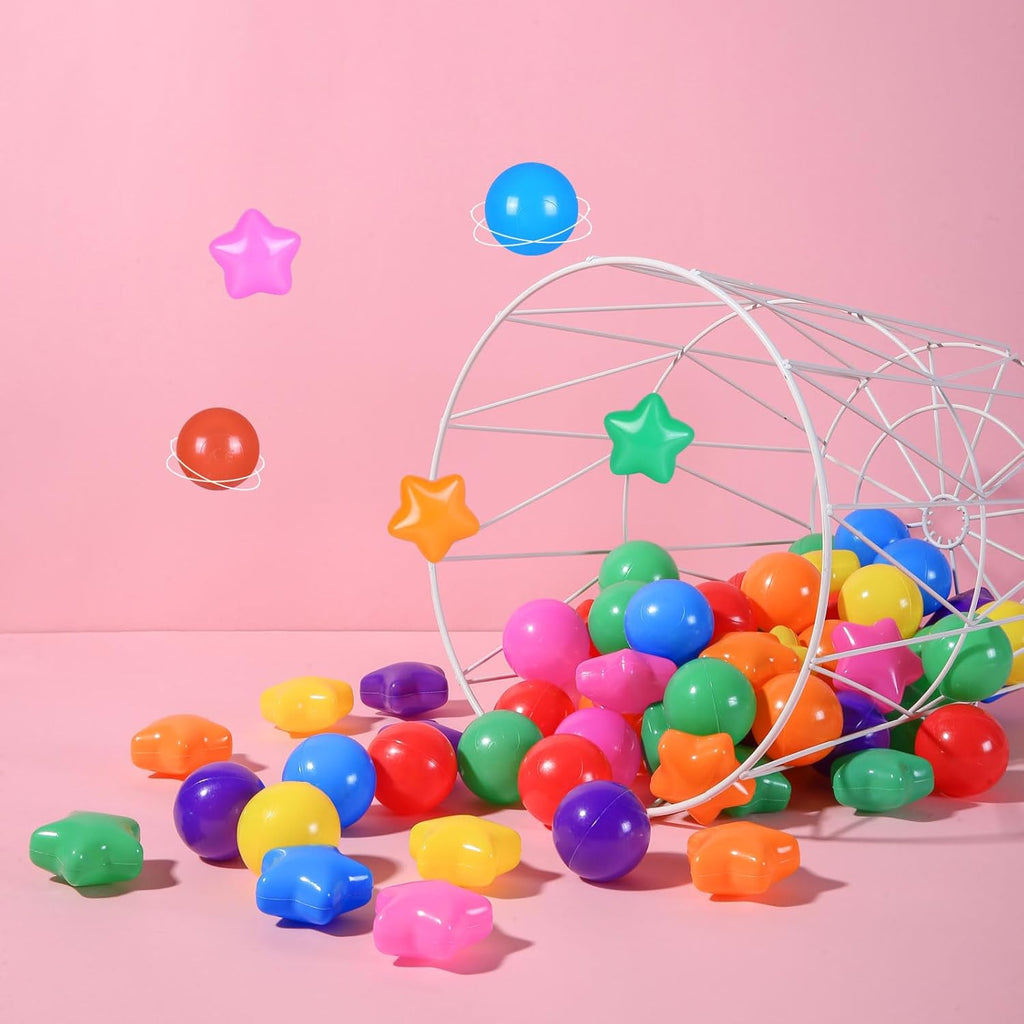 STARBOLO Star Ball Pit Balls for Kids - 50 100 200 500 Crush Proof Play Plastic Balls for Ball Pit Phthalate Free BPA Free Non-Toxic Indoor Outdoor,Soft Plastic Pool Balls for Kids Birthday Party.