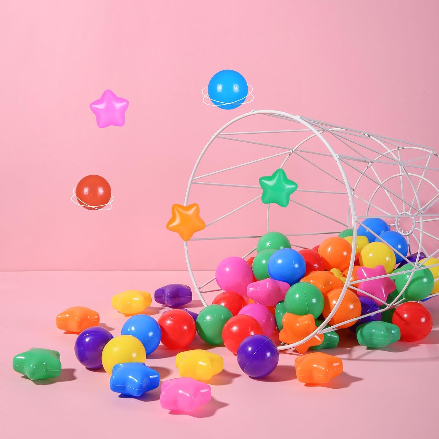 STARBOLO Star Ball Pit Balls for Kids - 50 100 200 500 Crush Proof Play Plastic Balls for Ball Pit Phthalate Free BPA Free Non-Toxic Indoor Outdoor,Soft Plastic Pool Balls for Kids Birthday Party.