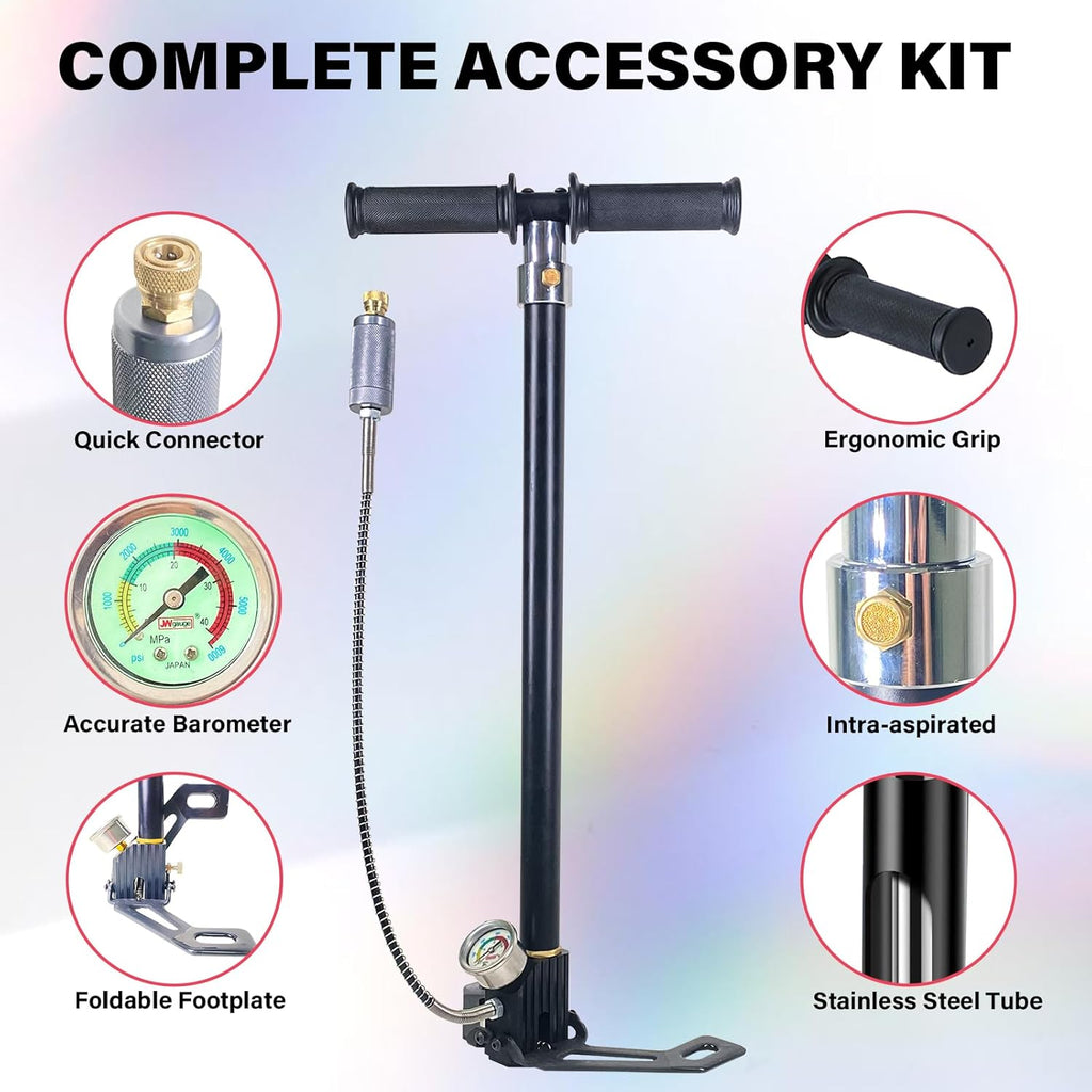 PCP Air Pump - High Pressure Hand Pump 4500 PSI | 4 Stage Airgun Filling Pump for 30 MPA Air Rifles