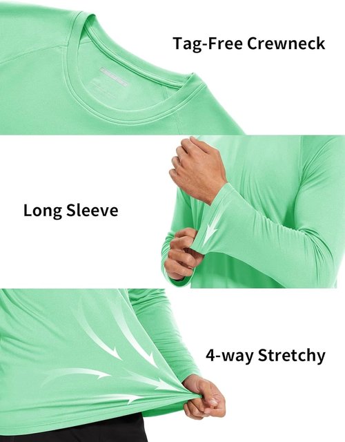KINGFEN Men's Long Sleeve UV Sun Protection Shirt - Quick Dry Rash Guard for Swimming, Running & Hiking