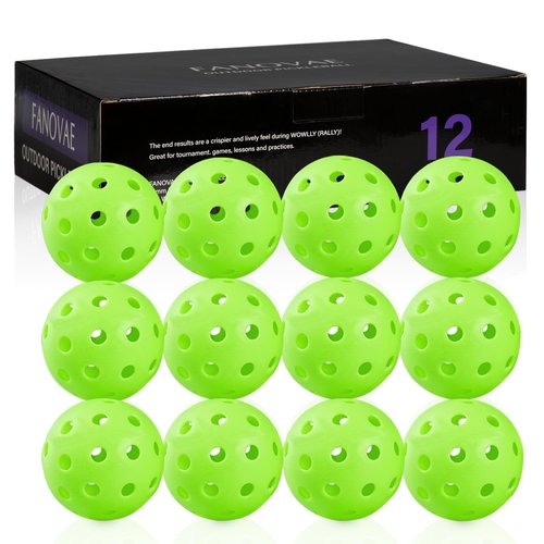 Fanovae Pickleball Balls, 12 Pack 40 Holes Outdoor Pickleball Balls, High Visibility and Bounce, Stylish and Durable Pickleball Balls for All Style Pickleball Paddles & All Skill Levels
