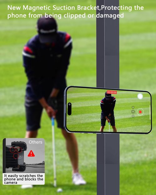 Gdncbm Magnetic Golf Cart Phone Holder：360 ° Rotatable Anti Shake Alloy Phone Mount Compatible with Mag-Safe iPhone 16-12 - Golf Cart Accessories Suitable for EZGO, Club Car, Yamaha, Icon