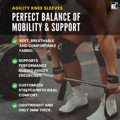 Element 26 Agility Knee Compression Sleeve - 1 Pair (3mm) Compression Knee Sleeve - Knee Support for Working Out - Running & Weight Lifting Knee Sleeves | For Men & Women (Medium, Black)