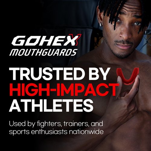 GOHEX Sports Mouthguard for Adults – Shock-Absorbing Mouth Guard with Chin Guard for All Contact Sports, Boxing, Lacrosse, Football, Hockey, MMA, and Martial Arts (Clear)