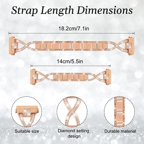 Alociaga Bling Metal Band, Compatible for Fitbit Versa 4/Sense 2/Versa 3/Sense Band, Cute Dressy X-Shaped Silver Bracelet for Women