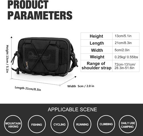 Mardingtop Molle Tactical Pouch - EDC Utility Bag with Shoulder Strap for Commuting & Hiking