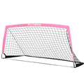 RUNBOW 6x4 ft Portable Kids Soccer Goal for Backyard Practice Soccer Net with Carry Bag (6x4 FT, 1 Pack, Pink)