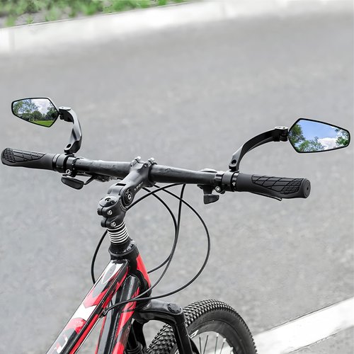 Handlebar Bike Mirror,2 Pack HD Wide Angle Safe Rearview Bicycle Mirrors,360° Adjustable Rear View Mirrors Anti-Glare Shatterproof Glass Lens,Compatible with E-bikes,Mountain Road Bikes (Rectangular)