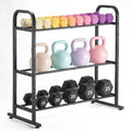 3-Tier Adjustable Dumbbell Rack, Holds 450 Lbs Total, Multi-Purpose Storage Stand for Dumbbells, Kettlebells&Weight Plates - Space Saving Home Gym Organize