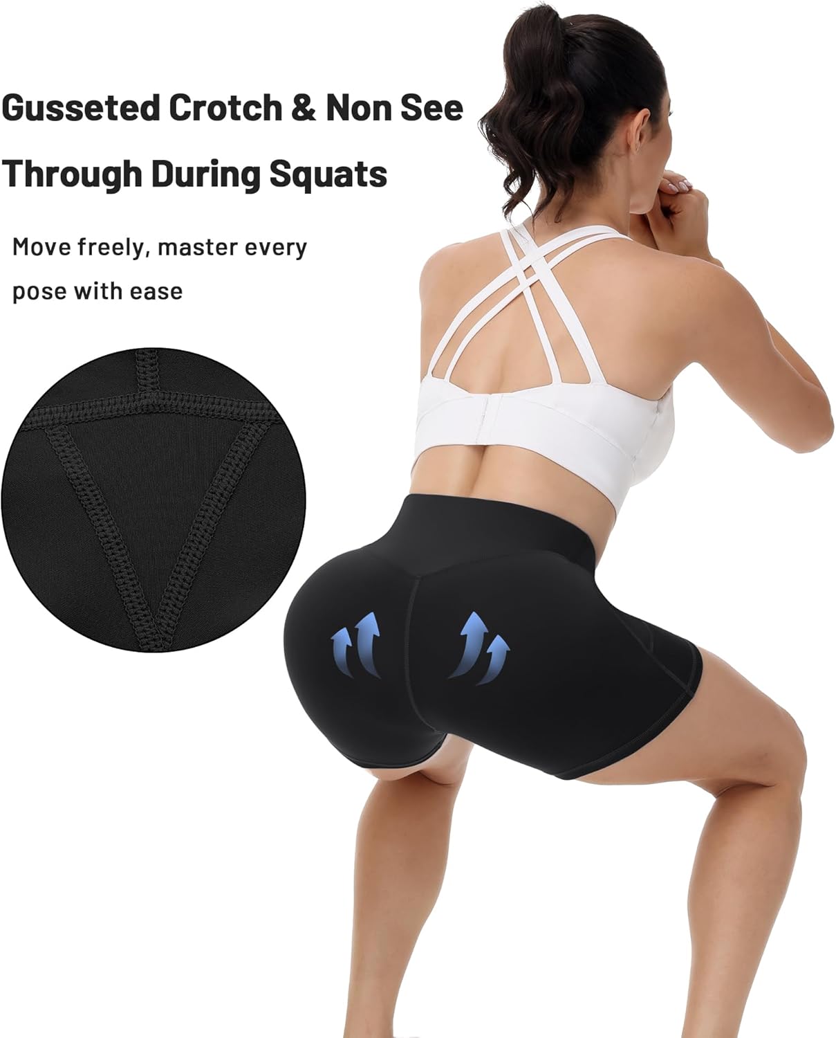 Runhit Biker Shorts for Women - High Waisted Yoga Workout Shorts with Pockets | 8''/5''/3'' Tummy Control Spandex