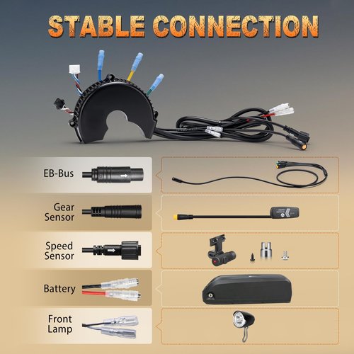 BAFANG BBS01 36V 350W Controller BBS01B Mid Drive Motor with Front Lamp Connector and Gear Shift Sensor Connector Latest Model