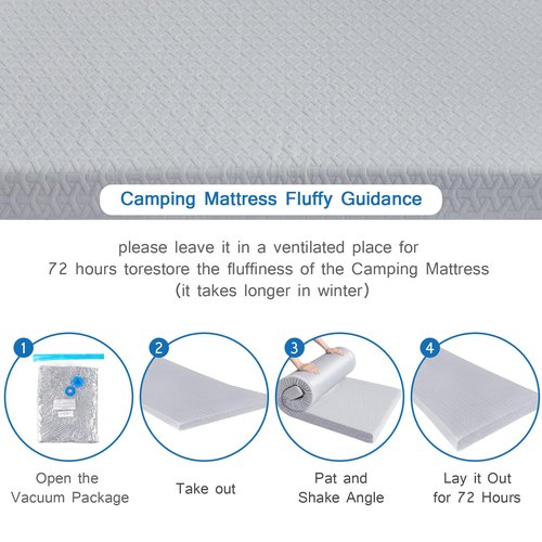 Memory Foam Camping Mattress Pad 3 Inch Thick, Portable Sleeping Pad with Waterproof Cover, Portable Roll Up Cot Mattress Pad Floor Mat for Travel Truck Bed Tent 72" x 24"x 3"