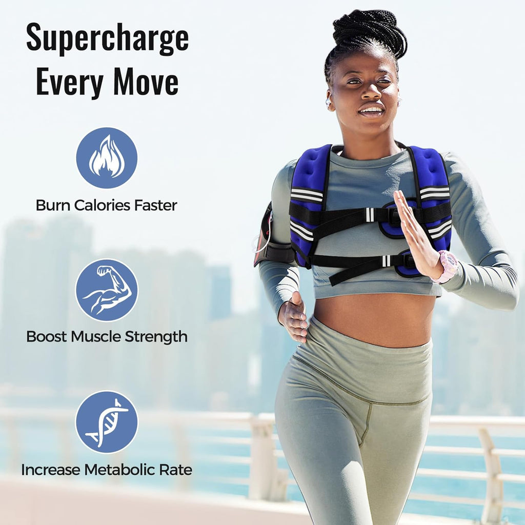Zeerun Weighted Vest - Adjustable & Reflective Rucking Vest for Walking, Running & Strength Training