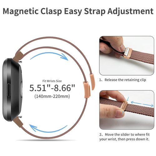 Zspoly Braided Bands Compatible with Fitbit Versa 2 Bands for Women/Versa/Lite/SE Band, Magnetic Clasp Elastic Fabric Sport Nylon Smartwatch Band for Fitbit Versa2/1/Lite/SE for Women Men