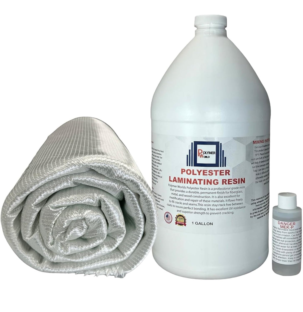 Polymer World Polyester Resin - Biaxial Cloth Repair Kit for Boats, RVs, Jetskis & More | 1708x38x5 Yard