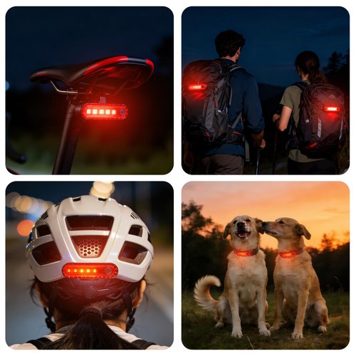 KunHe 4 Pack USB Rechargeable Bike Tail Lights Super Bright Bicycle Rear Safety Light with 4 Light Modes for Skateboards Strollers and Wheelchairs