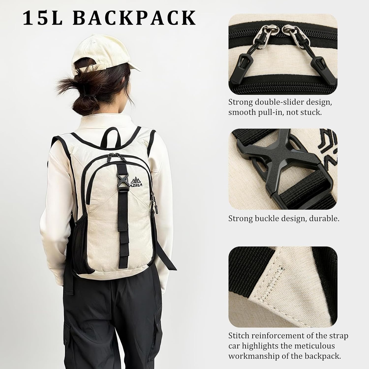 Skiennix 15L Ultralight Hiking Backpack - Foldable Trekking Bag for Outdoor Adventures | Beige
