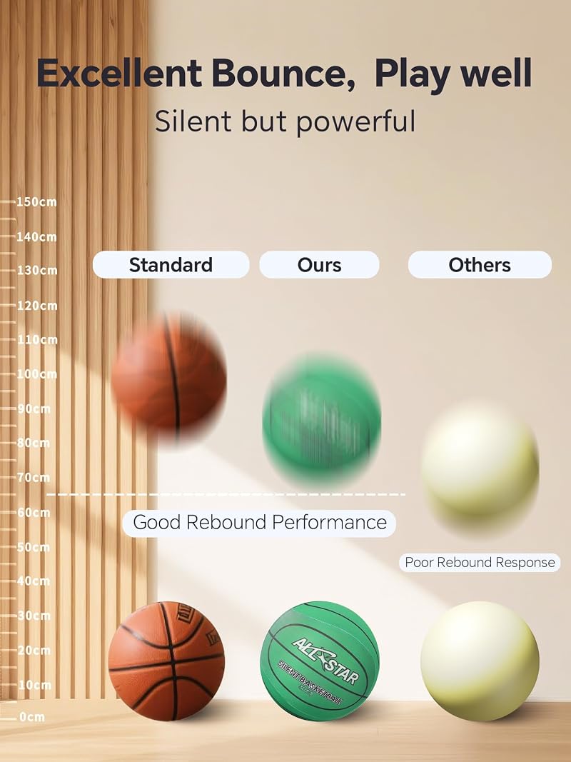 Green 18cm Silent Fabric-Covered Basketball - Noise-Free Indoor Training Ball