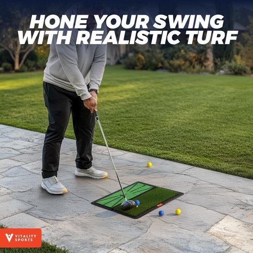Golf Hitting Mat, 4 PCS Dual Turf Golf Practice Mat for Indoor Outdoor Swing Path Feedback, Driving, Chipping, Putting, Durable Artificial Grass Golf Mats for Men Women, 20"x16" Training Aid with Tees