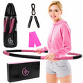 Fiteroc 2.8 lb Weighted Fitness Hoop, 8 Detachable Sections, Adjustable Large Size for Core Workouts, Black/Pink