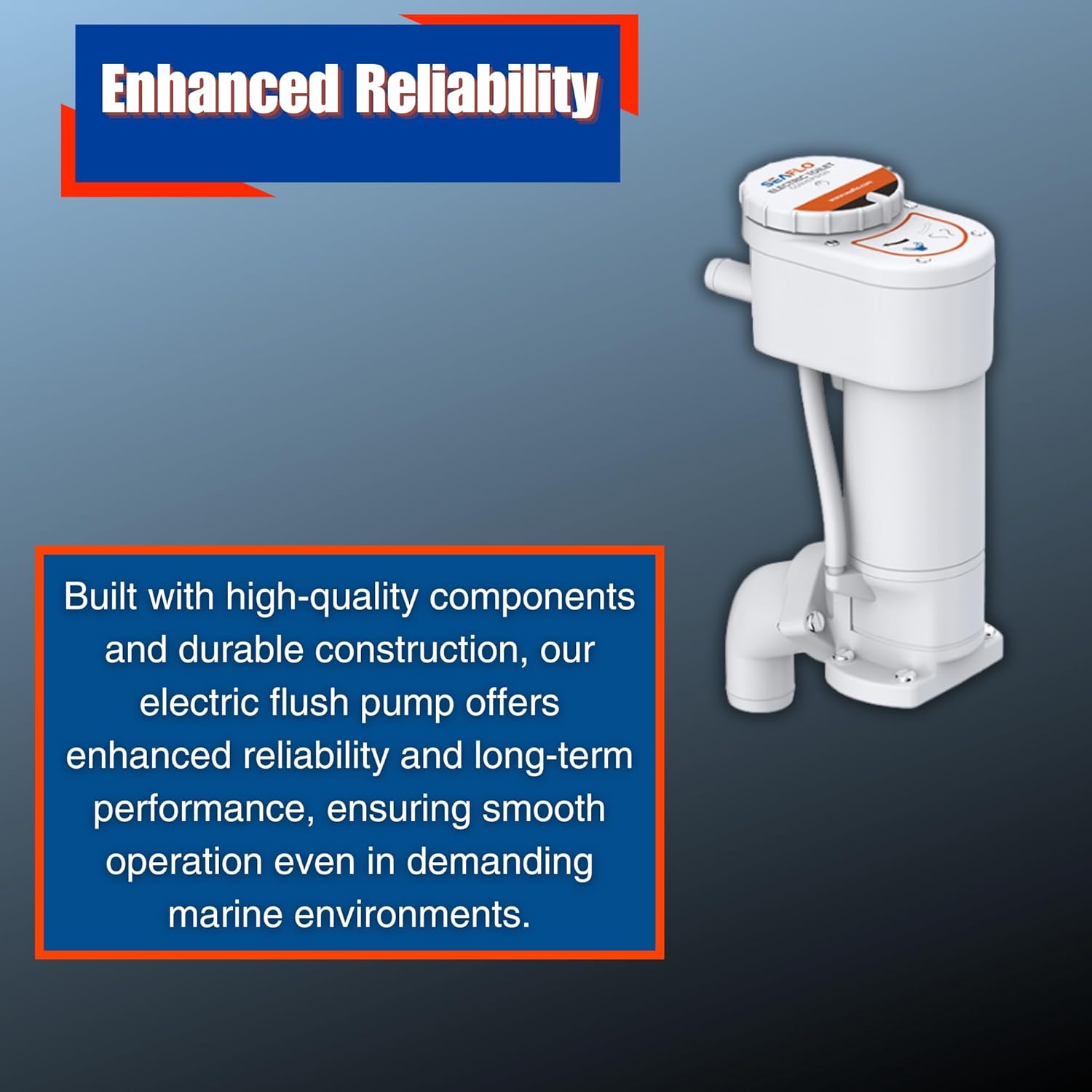SEAFLO 12V Electric Marine Toilet Conversion Kit - Self-Priming Macerator Flush, Fits Compact & Regular Heads | 4-Year Warranty