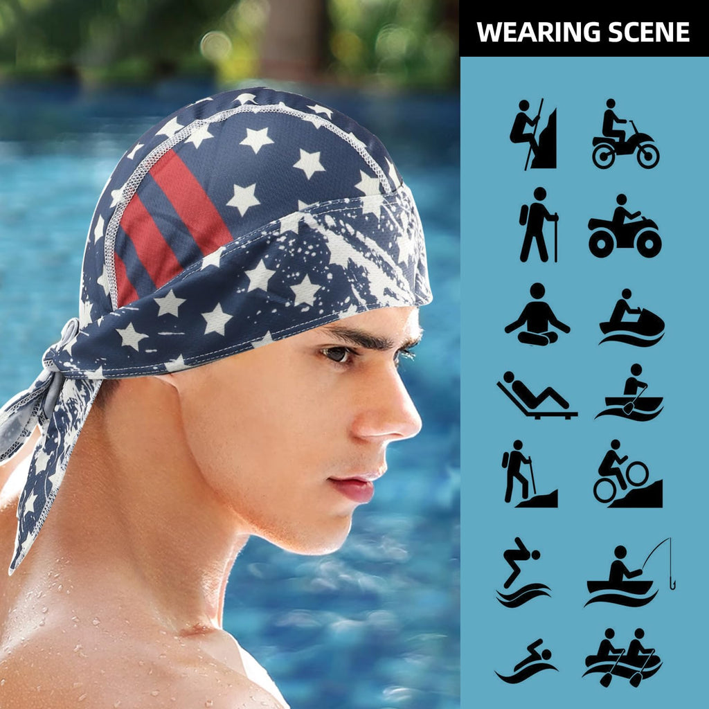 Sdfvsdg 8 Pack Do Rag Skull Caps for Men Cap Bandana Hat Sweat Wicking Cooling Helmet Liner Cycling Beanie Head Wraps Rag Multicoloured
