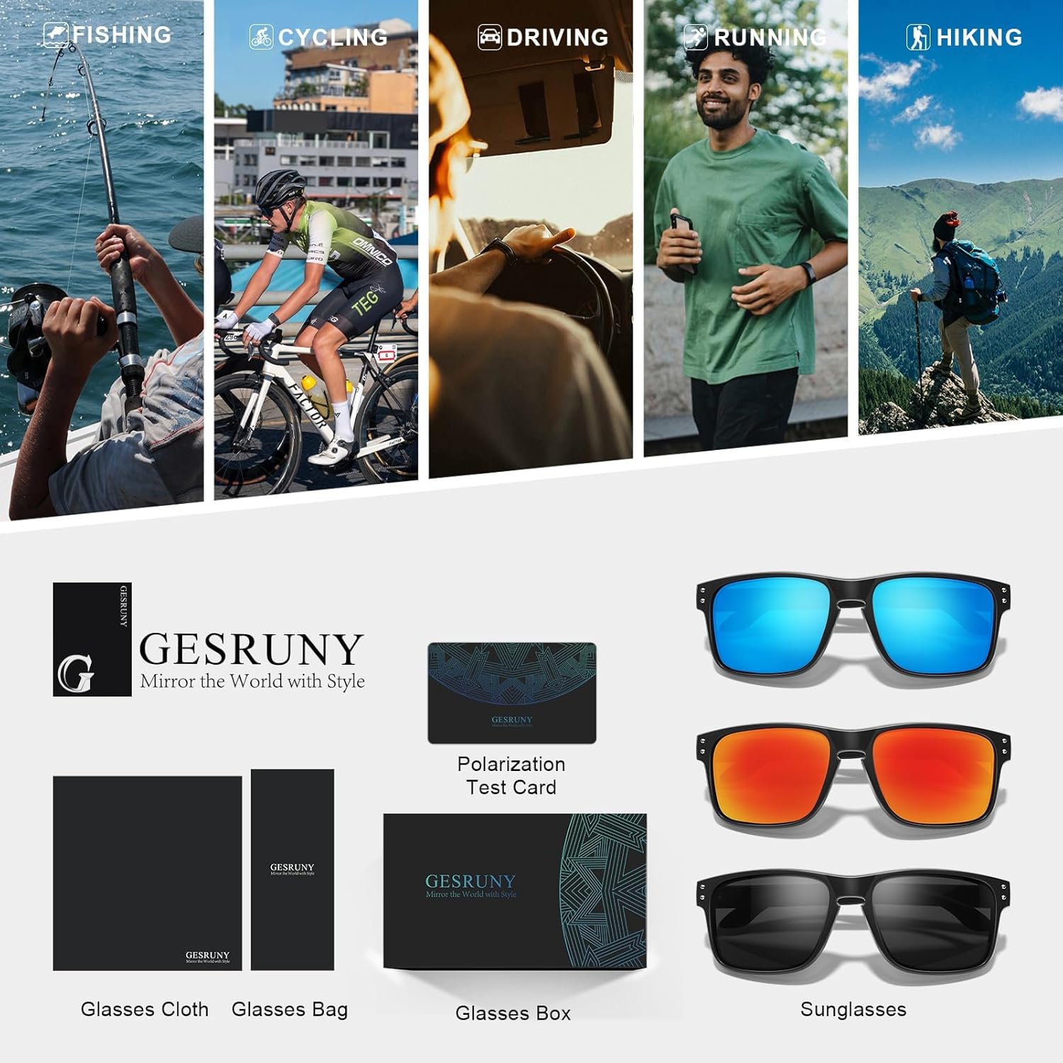 Polarized Sunglasses | Classic Sport Shades for Men & Women - UV400 Protection for Driving & Outdoor Activities