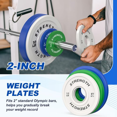 XDDIAS 2-Inch Bumper Plates, Barbell Rubber Olympic Weight Plates Set for Home Gym Strength Training, 20-260lbs, Multiple Options (1.25LB Pair)