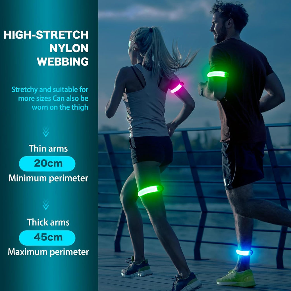 Skiennix LED Armband | High Visibility USB Rechargeable Wristbands - 2 Pack, Adjustable & Waterproof for Night Running