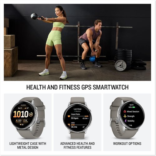 Garmin Venu® 4 GPS Smartwatch - Advanced Health Tracking, 45mm, Bright Display, 12-Day Battery Life, Silver