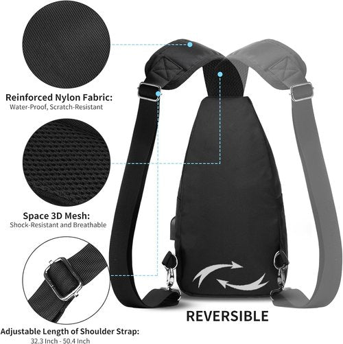 AMJ Crossbody Sling Bag - Casual Shoulder Backpack for Hiking & Travel | Unisex Daypack