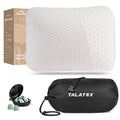 Talatex 100% Natural Premium Talalay Latex Travel Pillow, Camping Pillow, Small Camping Pillow with Compressible Stuff Sack, No Memory Foam Chemicals with Washable Cover (Medium Latex, 1)