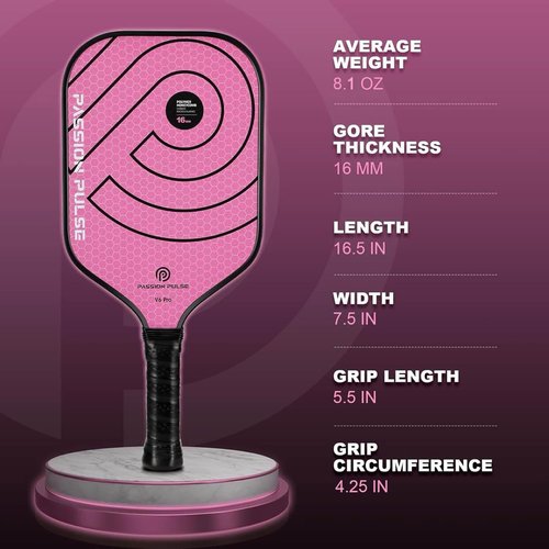 2025 Pickleball Paddles,Raw Carbon Fiber Surface（CFS）, 16mm T700 High Grit & Spin, V6 Pro Pickle Ball Paddles Designed for Ultimate Spin & Consistency- Cute Pickleball Paddle for Women (Pink)