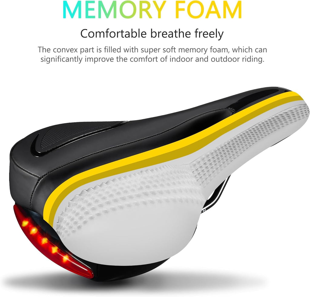 Skiennix Large Comfortable Bike Seat | Oversized Memory Foam Padded Saddle - Waterproof Leather Cover