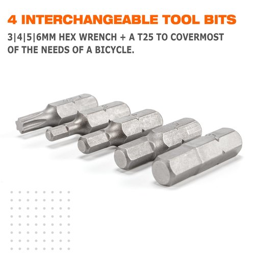 Super B Adjustable T Torque Wrench - 4, 5, 6 NM Includes 3, 4, 5, 6mm Hex and T 25 Tool Bits -1/4 Inch Hex Driver Torque Wrench- Bicycle Maintenance Tool for Road & Mountain Bikes (TB-TW51)