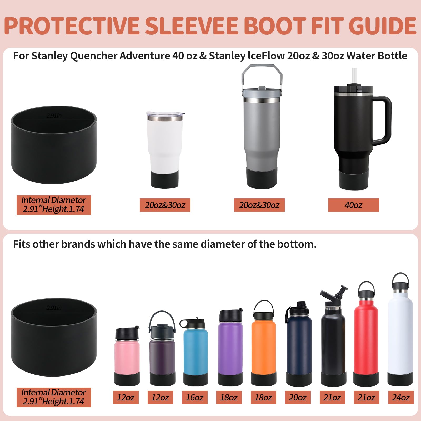 SALUOKE Stanley Cup Accessories 8 Pcs, Including 2 Straw Cover Cap, 2 Square Spill Stopper, 2 Round Leak Stopper, 2 Pcs Silicone Boot for Stanley Cup 2.0 40/30oz/Tumbler (Transparent Blue)