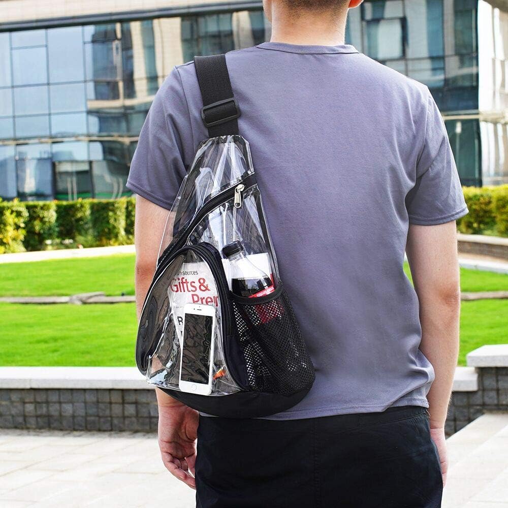 Skiennix Clear PVC Sling Bag - Stadium Approved Crossbody Backpack for Events | Lightweight & Durable
