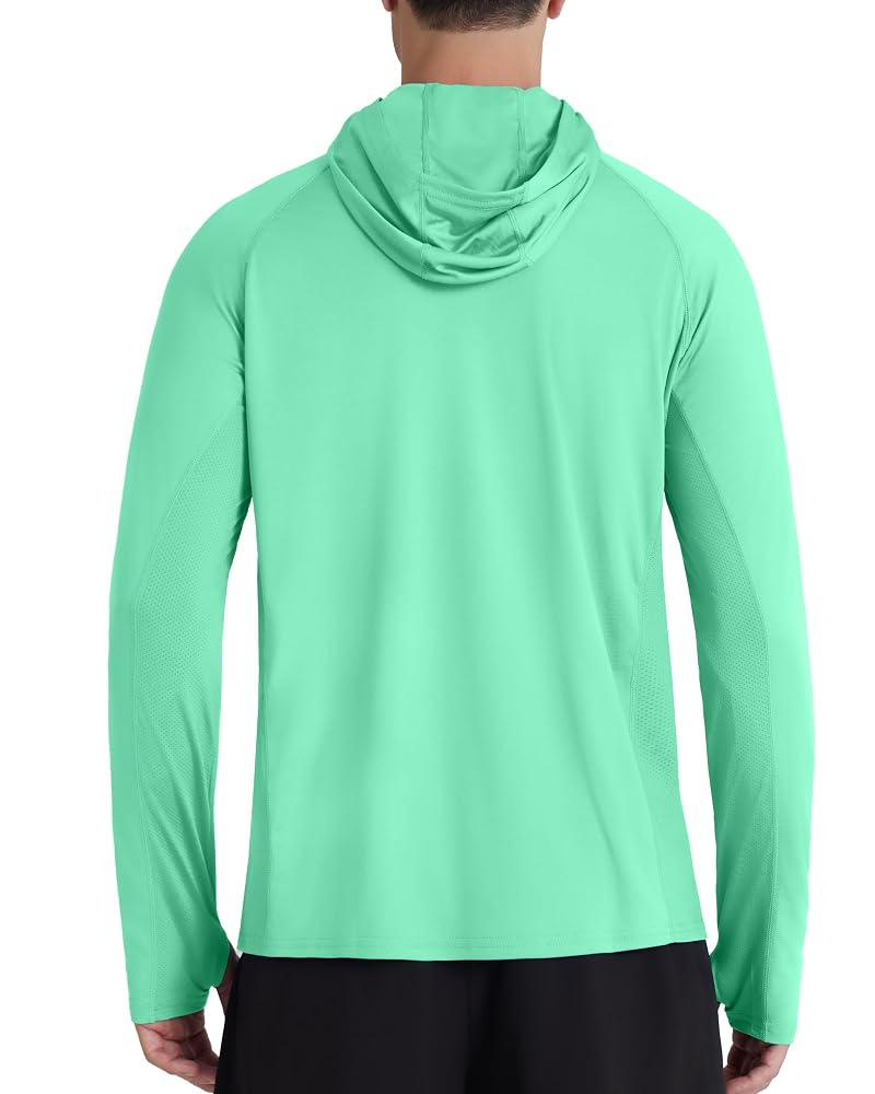Roadbox UPF 50+ Men’s Sun Hoodie with Face Mask – Mint Green, Large