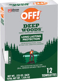 OFF! Deep Woods Mosquito Repellent Wipes - Long-Lasting Protection | 12 Individually Wrapped Wipes