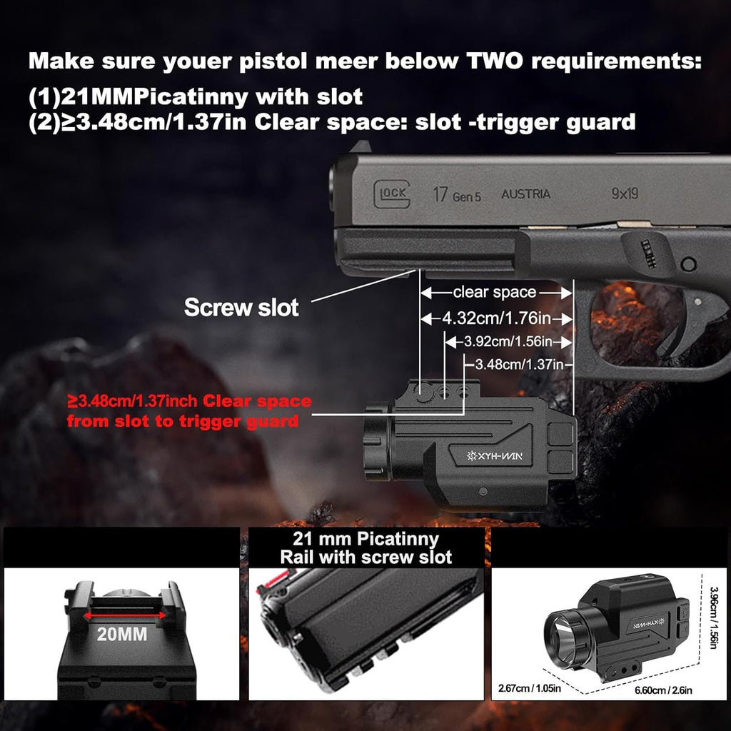 Skiennix Tactical Green Laser Sight & 1000 Lumens Flashlight Combo - Magnetic Rechargeable, Fits Picatinny Rail