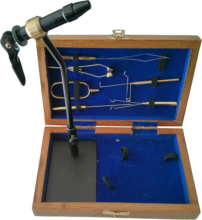 Fly Tying Standard Tool Kit with Rotating Crown Vise and 9 Tools