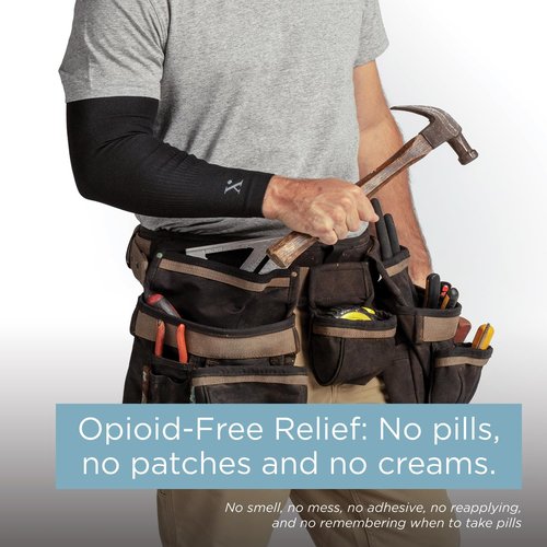 NUFABRX Medicine-Infused Pain Relieving Arm and Elbow Compression Sleeve for Men and Women with Arm/Elbow Pain, Arthritis, Tennis Elbow, Muscle Pain, and Muscle Soreness (1)