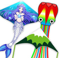 Forest Kites | Easy-to-Fly Beach Kites for Kids & Adults - Perfect Gift with 328ft String (Octopus & Celadon Mermaid)