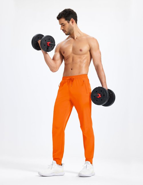 MAGNIVIT Track Pants Men Lightweight Running Sport Sweatpants Elastic Waist Mens Gym Joggers with Pockets Orange 40