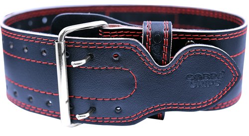 Weight Power Lifting Belt 4” Wide Cobra Grips Premium Genuine Leather Belt for Men & Women Adjustable Weightlifting Back Support (RED, Medium 32"-40")