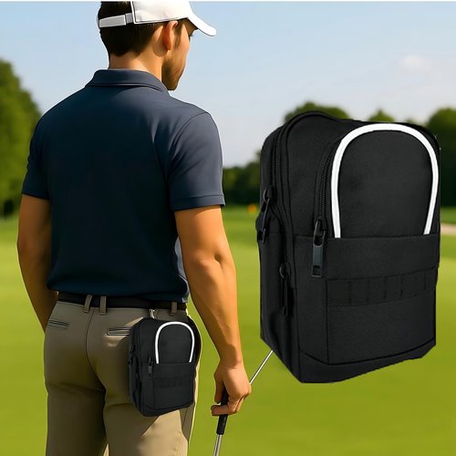 Golf Valuables Pouch & Golf Ball Carrier Bag with 3 Zipper Pockets, Holds 20–25 Balls for Tees & Accessories (Men & Women)